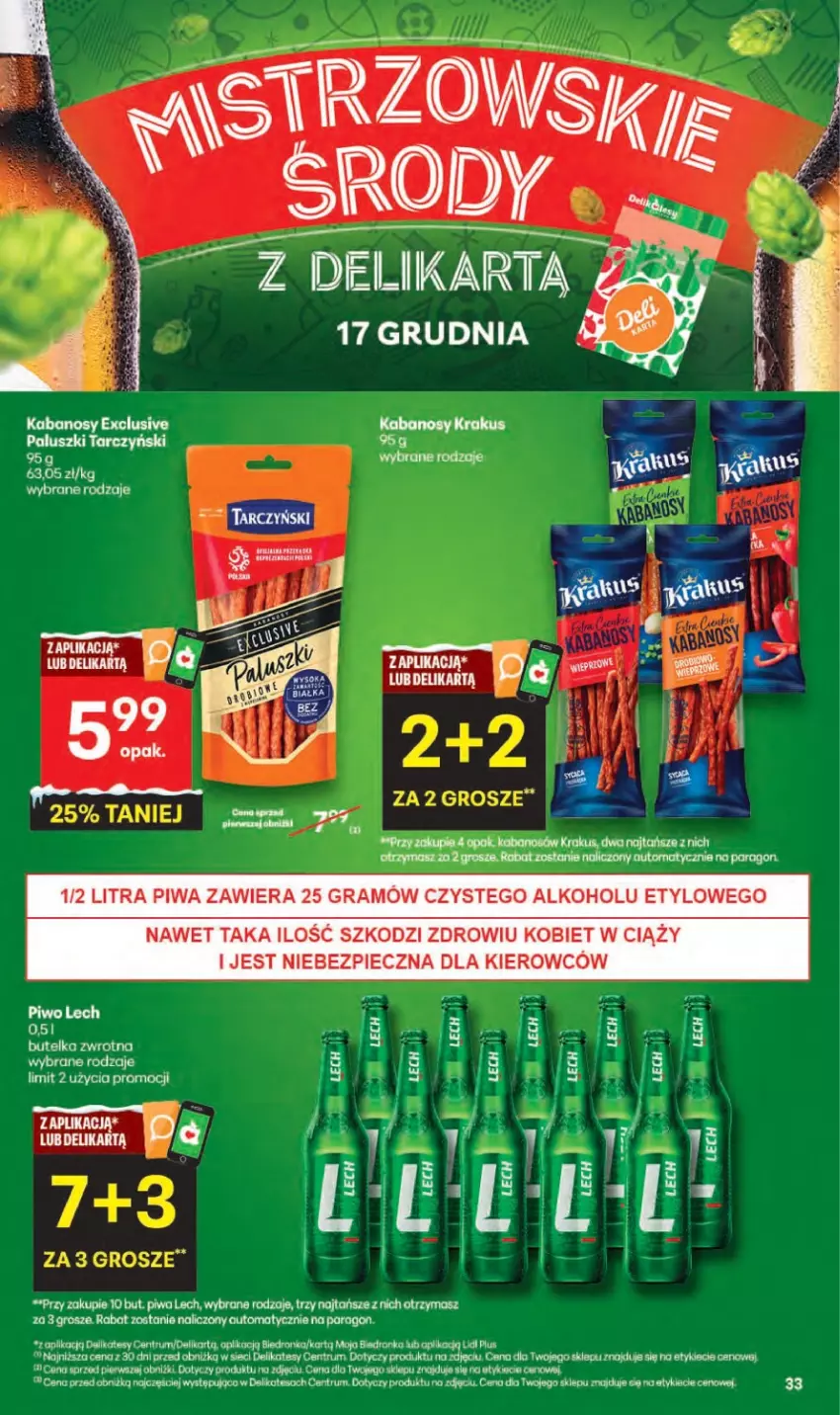 Gazetka promocyjna Delikatesy Centrum - Franczyza DC50 Czwartek - ważna 11.12 do 17.12.2025 - strona 33 - produkty: Kabanos, KOBO, Koc, Krakus, Piec, Piwa, Rum