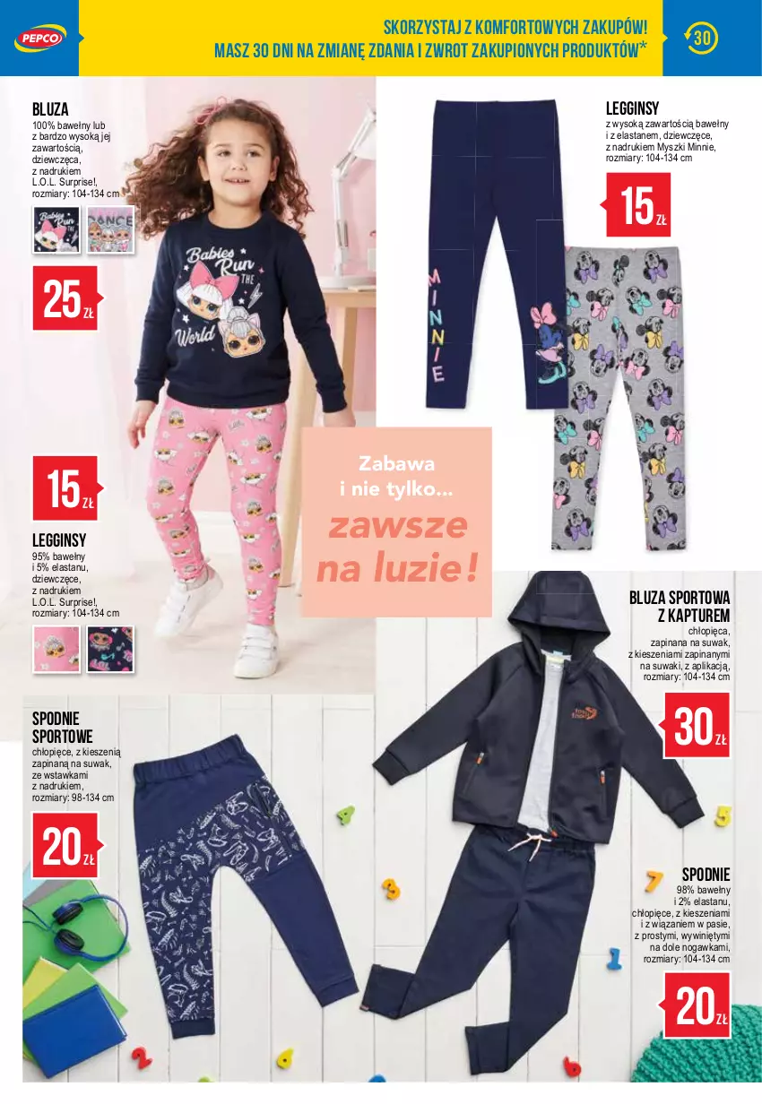 Gazetka promocyjna Pepco - Nowa kolekcja FITness - ważna 28.01 do 03.02.2021 - strona 8 - produkty: Bluza, Gin, L.O.L., Legginsy, Minnie, Mysz, Por, Sok, Spodnie, Spodnie sportowe, Sport