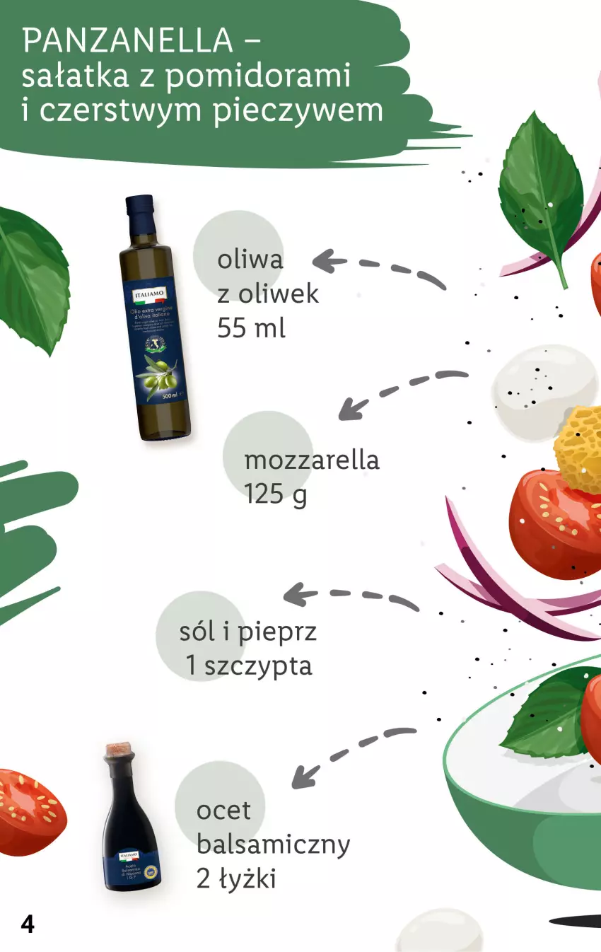 Gazetka promocyjna Lidl - KATALOG ITALIAMO - ważna 06.02 do 11.02.2023 - strona 4 - produkty: Mozzarella, Ocet, Ocet balsamiczny, Oliwa, Piec, Pieprz, Sałat, Sałatka, Sól