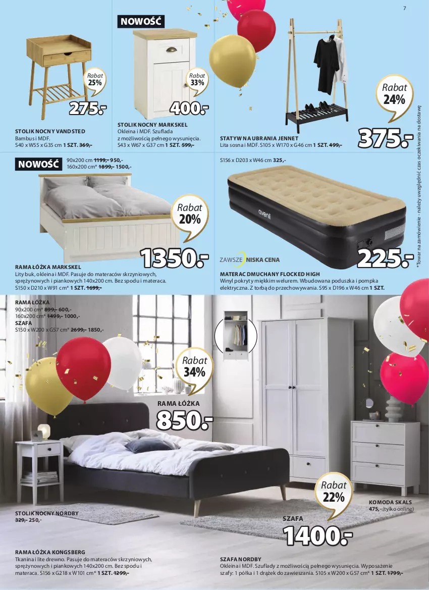 Gazetka promocyjna Jysk - Oferta tygodnia - ważna 14.09 do 18.10.2022 - strona 8 - produkty: Fa, Komoda, Materac, Materac dmuchany, Moda, Poduszka, Półka, Pompka, Rama, Rama łóżka, Sos, Statyw na ubrania, Stolik, Stolik nocny, Szafa, Tera, Ubrania