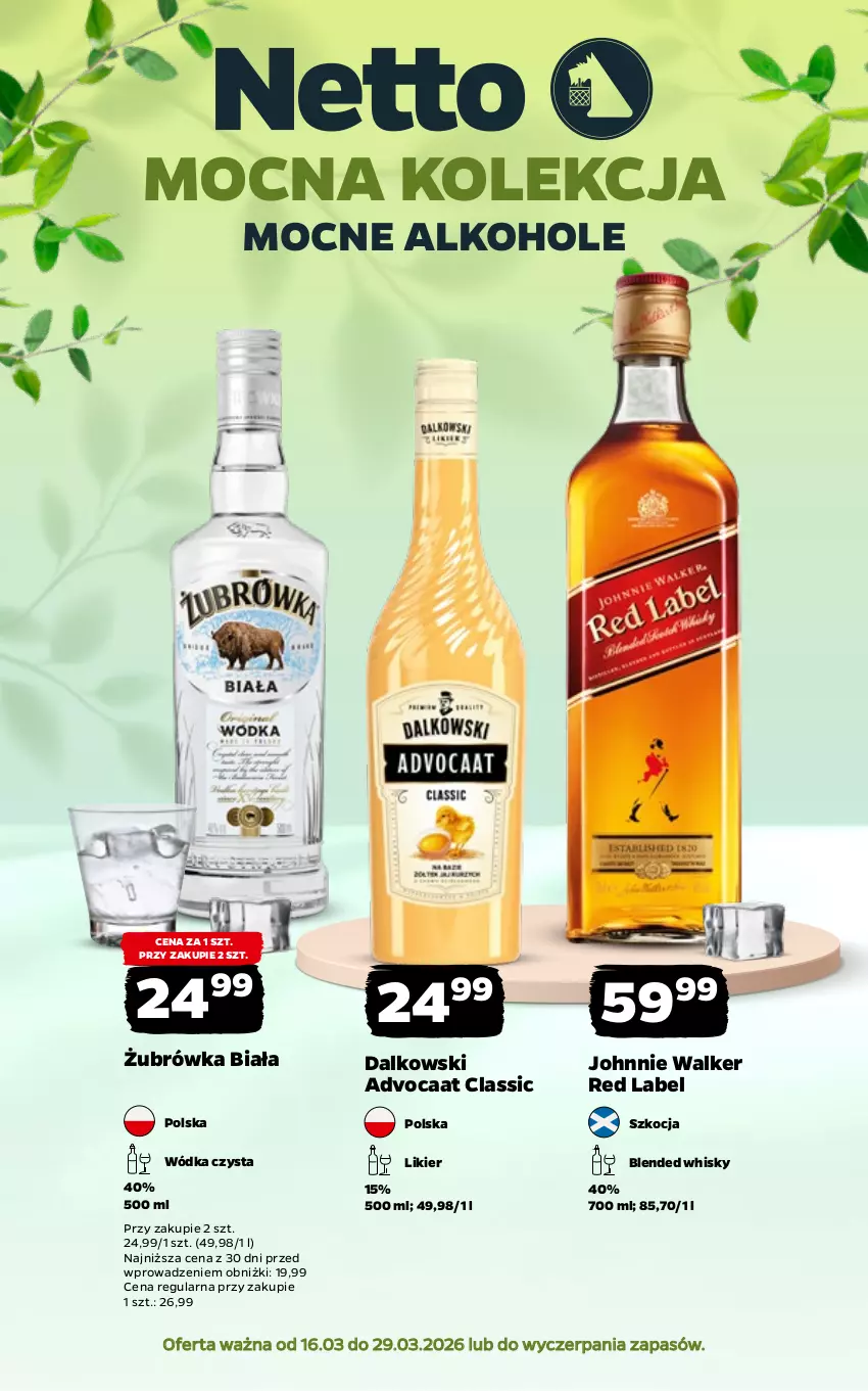 Gazetka promocyjna Netto - Alkohole - Mocne - ważna 16.03 do 29.03.2026 - strona 1 - produkty: Advocaat, Alkohole, Johnnie Walker, Koc, Likier, Whisky, Wódka
