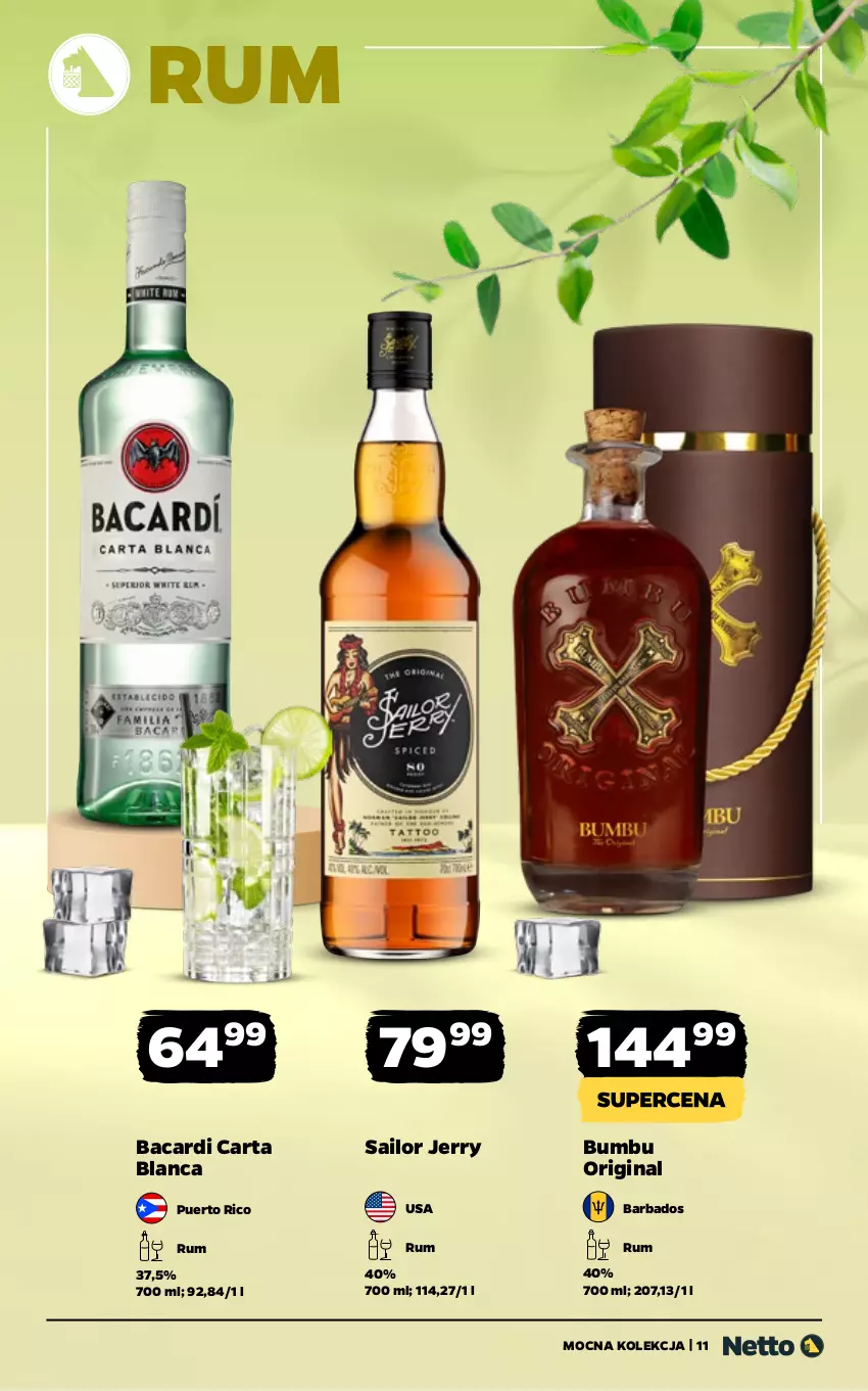 Gazetka promocyjna Netto - Alkohole - Mocne - ważna 16.03 do 29.03.2026 - strona 11 - produkty: Bacardi, Gin, Rum