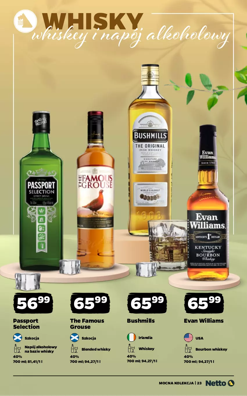 Gazetka promocyjna Netto - Alkohole - Mocne - ważna 16.03 do 29.03.2026 - strona 23 - produkty: Bourbon, Bushmills, Fa, Iams, Koc, Napój, Por, Sport, The Famous Grouse, Whiskey, Whisky