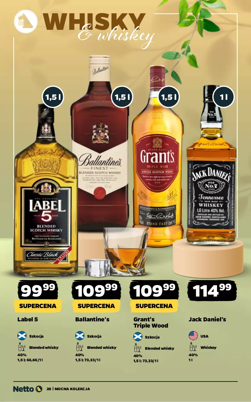 Gazetka promocyjna Netto - Alkohole - Mocne - ważna 16.03 do 29.03.2026 - strona 28 - produkty: Ballantine's, Gra, Grant's, Jack Daniel's, Koc, Whiskey, Whisky