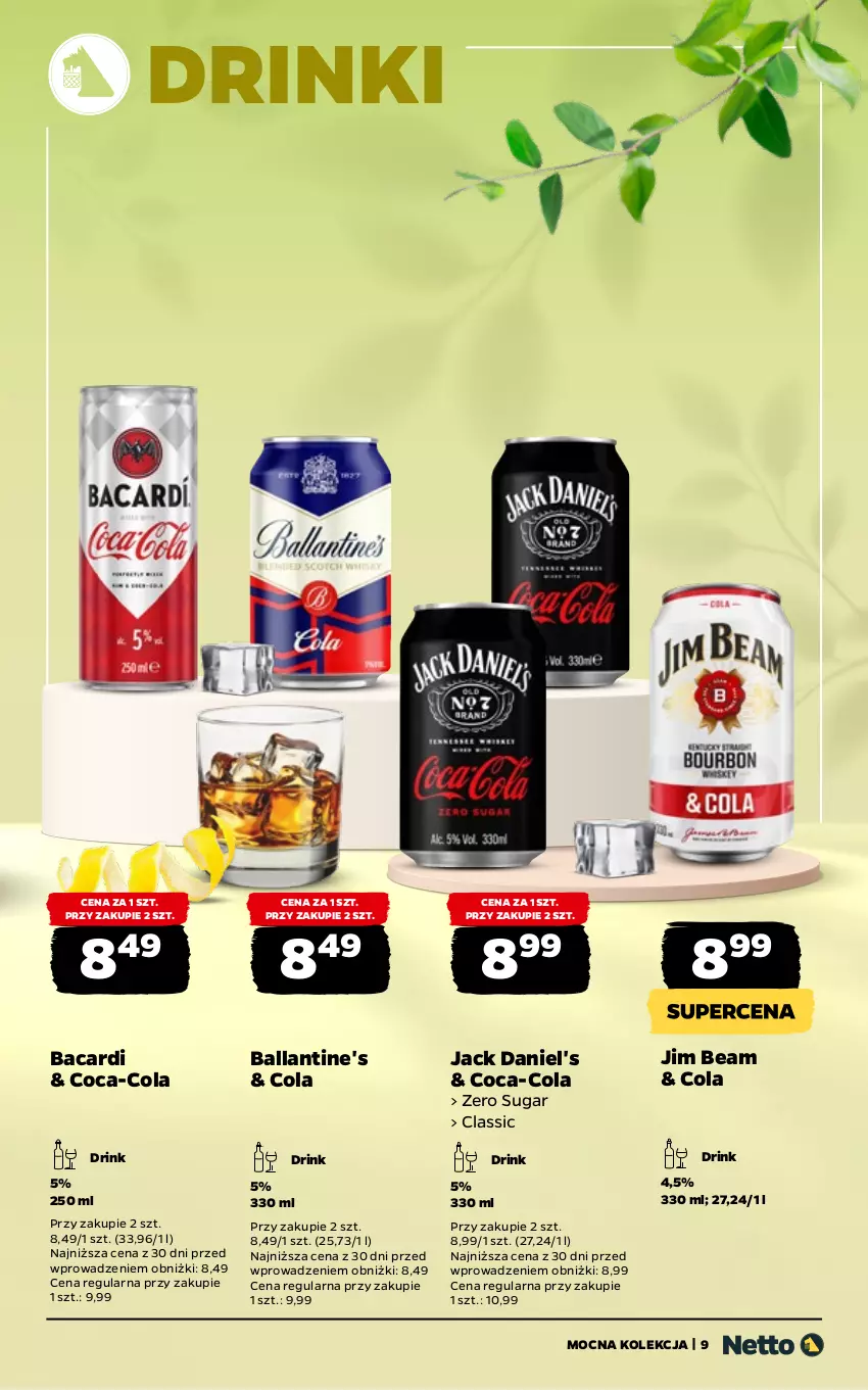 Gazetka promocyjna Netto - Alkohole - Mocne - ważna 16.03 do 29.03.2026 - strona 9 - produkty: Bacardi, Ballantine's, Coca-Cola, Jack Daniel's, Jim Beam