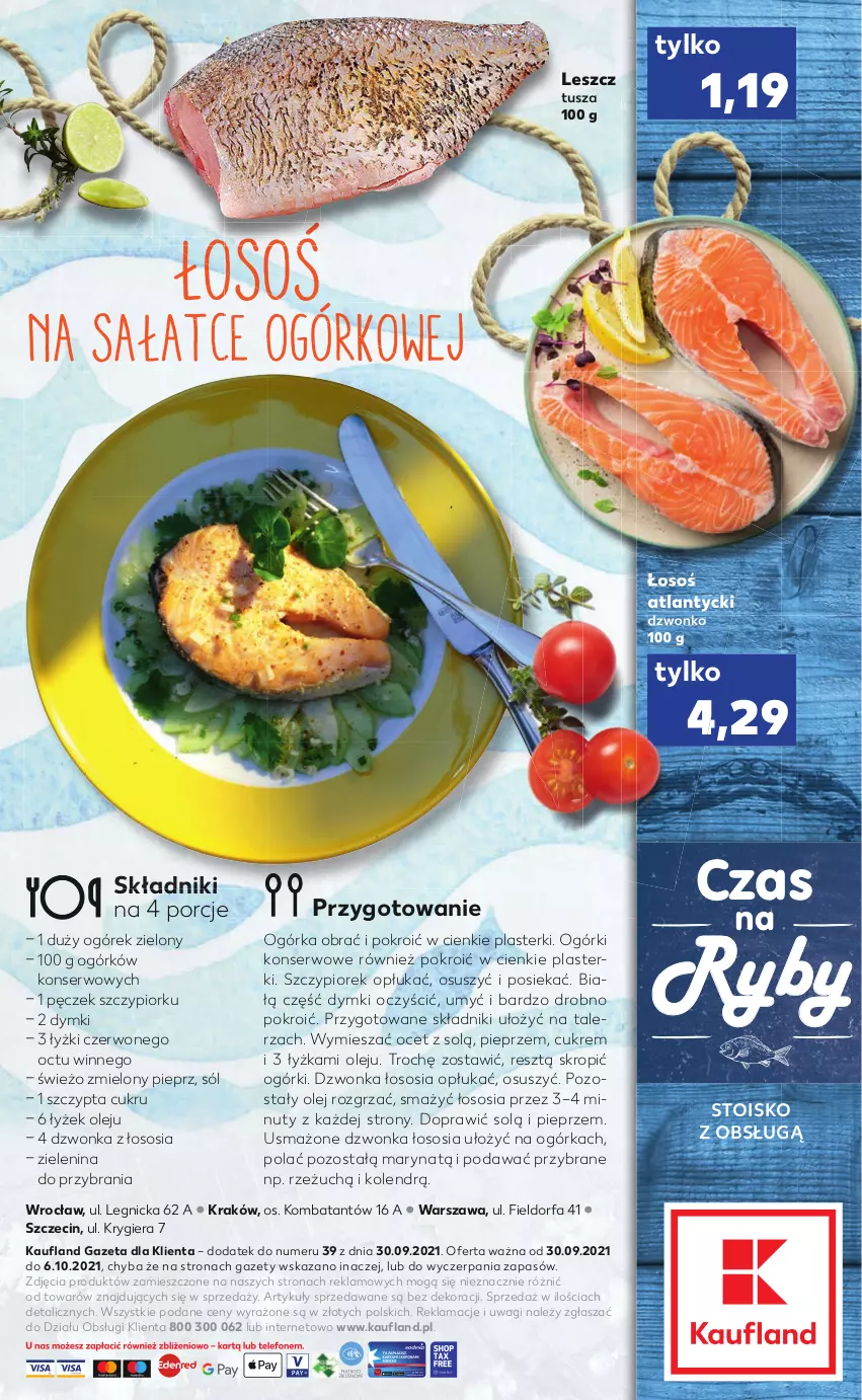 Gazetka promocyjna Kaufland - RYBY - ważna 30.09 do 06.10.2021 - strona 2 - produkty: Fa, Nuty, Ocet, Ogórek, Ogórki konserwowe, Olej, Pieprz, Plasterki, Por, Sałat, Ser, Sól, Sos, Talerz, Tusz, Wagi