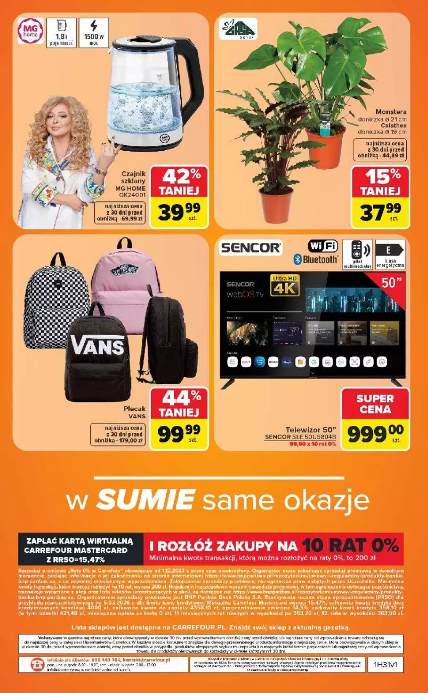 Gazetka promocyjna Carrefour - Gazetka Carrefour w SUMIE same ostatnie sztuki i letnie hity - ważna 27.07 do 08.08.2026 - strona 16 - produkty: Czajnik, Fa, Halo, K2, Sencor, Telewizor, Tera, Tran