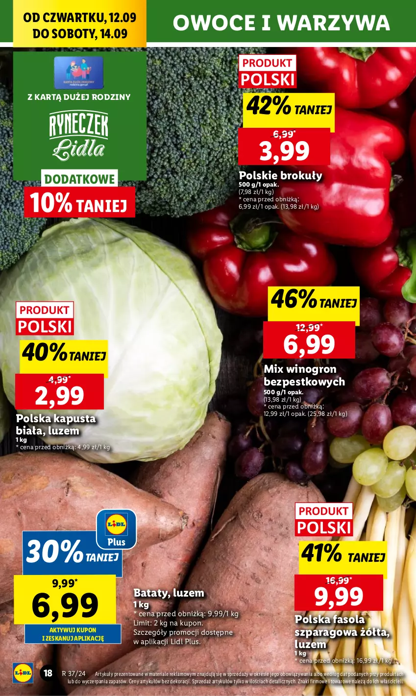 Gazetka promocyjna Lidl - GAZETKA - ważna 12.09 do 14.09.2024 - strona 20 - produkty: Brokuły, Chleb, Fa, Fasola, Fasola szparagowa, Owoce, Ser, Warzywa, Wino