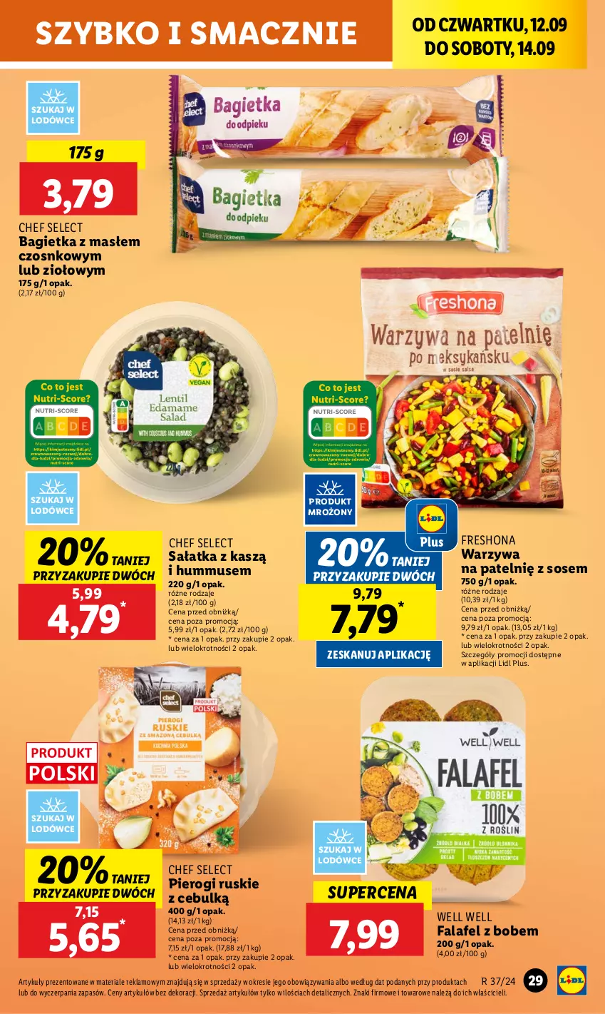 Gazetka promocyjna Lidl - GAZETKA - ważna 12.09 do 14.09.2024 - strona 31 - produkty: Bagietka, Fa, Hummus, Mus, Pierogi, Sałat, Sałatka, Sos, Warzywa