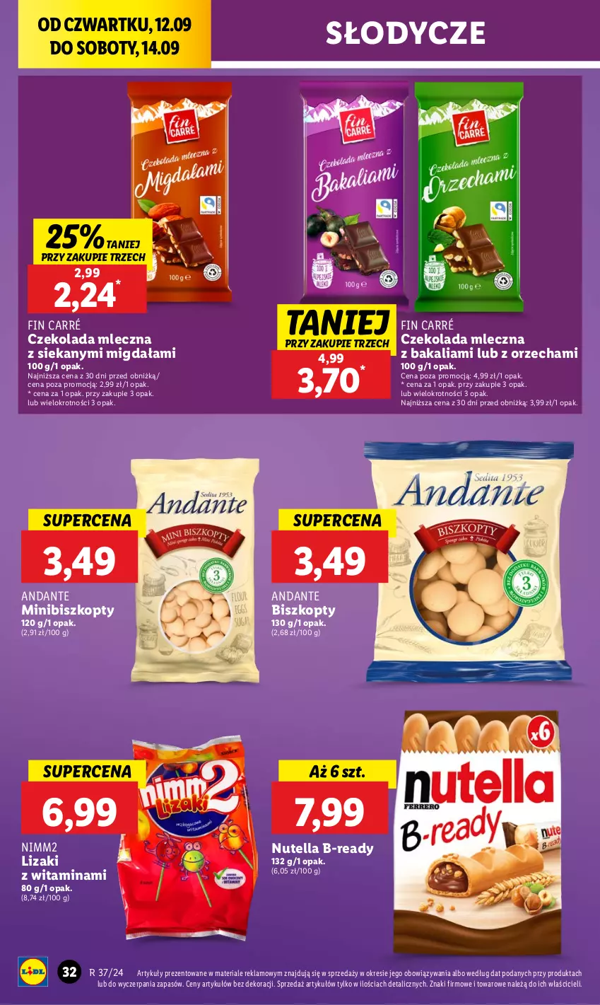 Gazetka promocyjna Lidl - GAZETKA - ważna 12.09 do 14.09.2024 - strona 34 - produkty: Biszkopty, Czekolada, Czekolada mleczna, Lizaki, Nimm2, Nutella