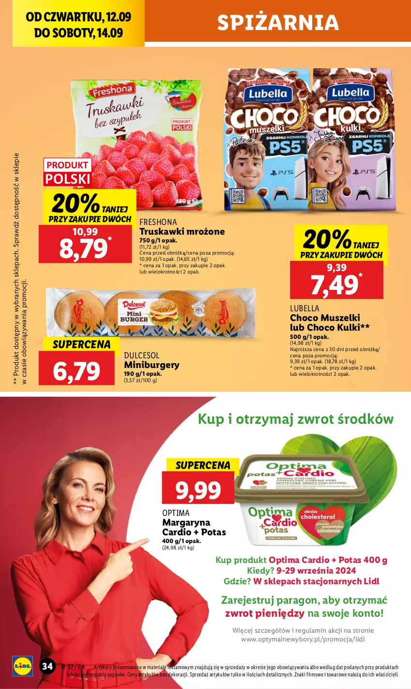 Gazetka promocyjna Lidl - GAZETKA - ważna 12.09 do 14.09.2024 - strona 36 - produkty: Bell, Bella, Burger, Lubella, Margaryna, Mus, Optima, Optima Cardio, Truskawki