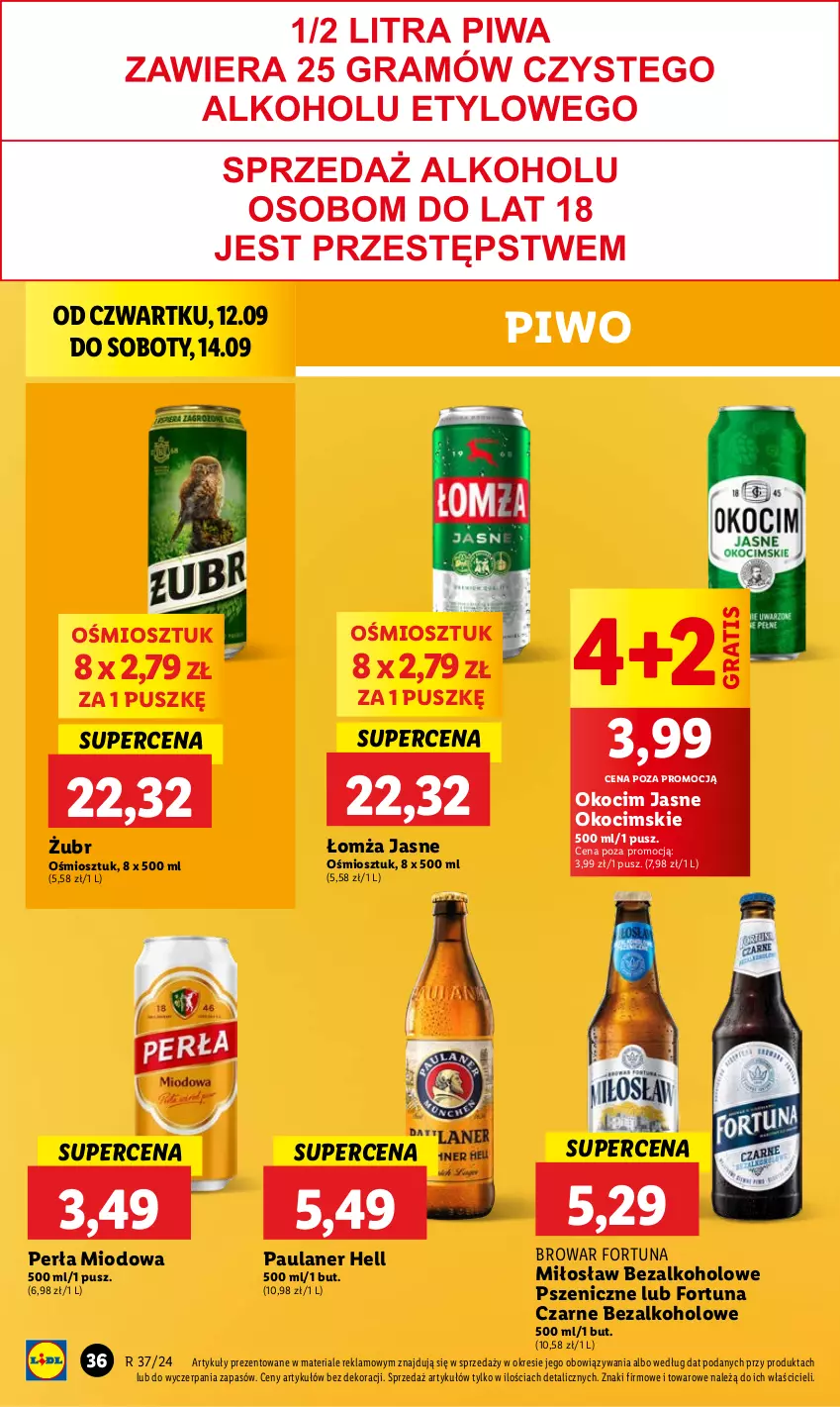 Gazetka promocyjna Lidl - GAZETKA - ważna 12.09 do 14.09.2024 - strona 38 - produkty: Fortuna, Gra, Koc, Okocim, Perła, Piwo