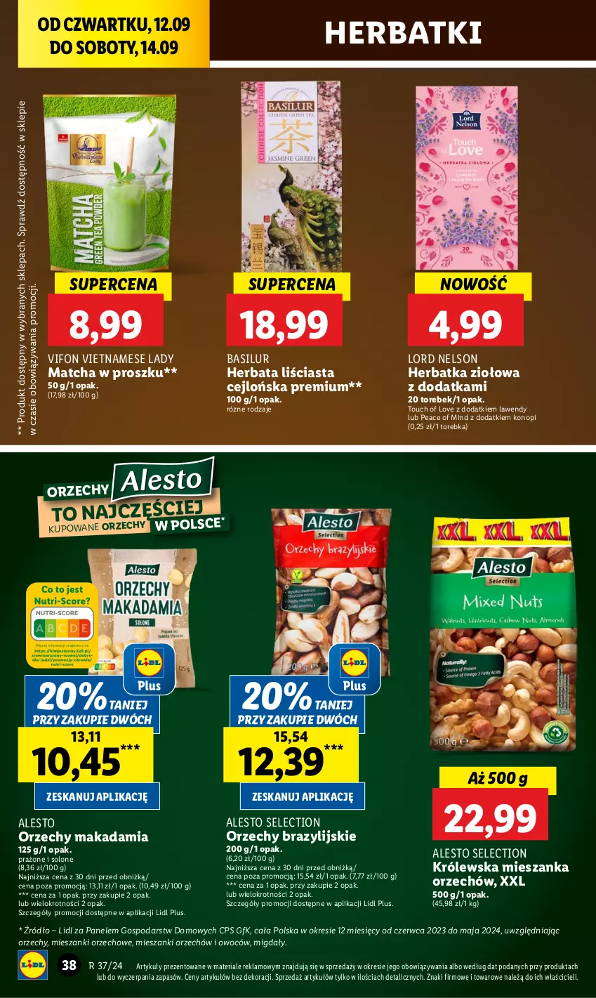 Gazetka promocyjna Lidl - GAZETKA - ważna 12.09 do 14.09.2024 - strona 42 - produkty: Herbata, Migdały, Torebka