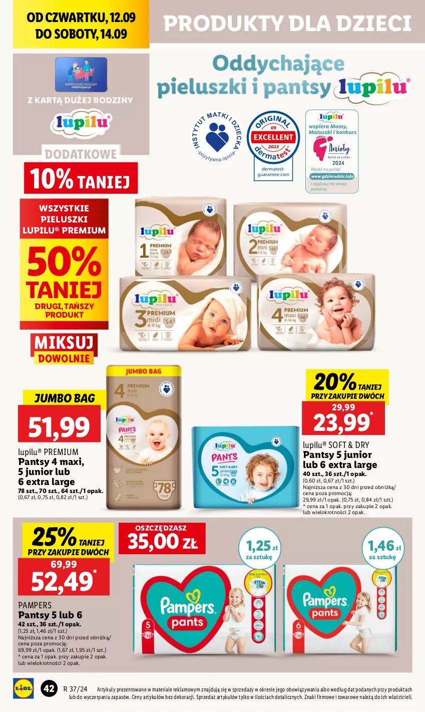 Gazetka promocyjna Lidl - GAZETKA - ważna 12.09 do 14.09.2024 - strona 46 - produkty: Dzieci, O Bag, Pampers