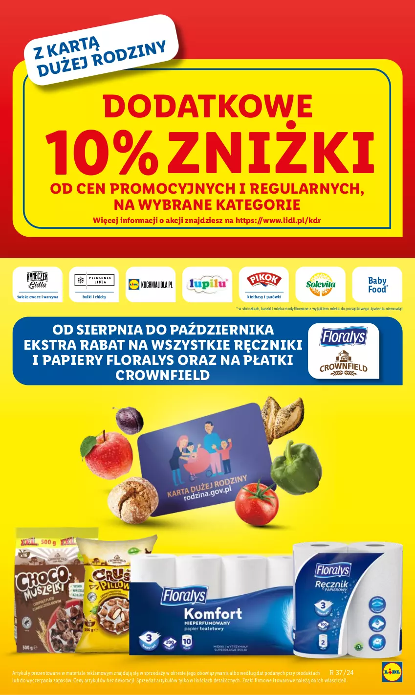 Gazetka promocyjna Lidl - GAZETKA - ważna 12.09 do 14.09.2024 - strona 52 - produkty: Chleb, Flora, Owoce, Papier, Parówki, Ręcznik, Warzywa