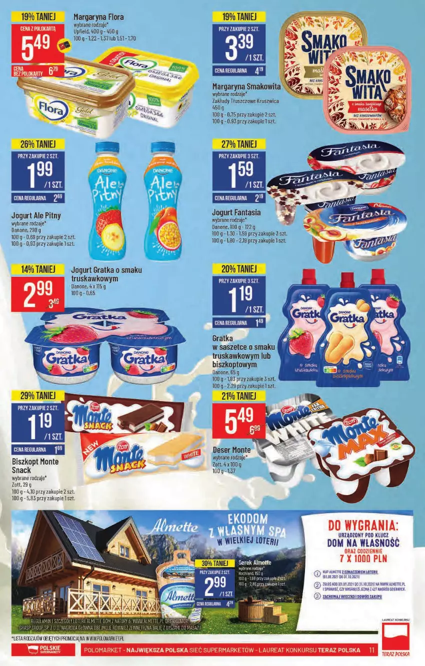 Gazetka promocyjna PoloMarket - Gazetka pomocyjna - ważna 15.09 do 21.09.2021 - strona 11 - produkty: Danone, Deser, Fa, Fanta, Flora, Gra, Jogurt, Margaryna, Monte, Por, Ser, Smakowita, Tera, Zott