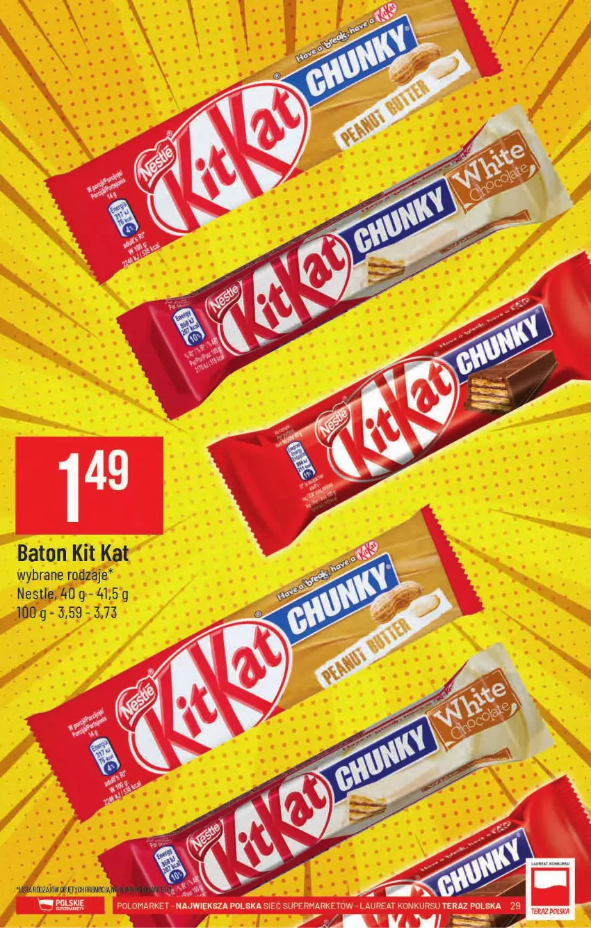 Gazetka promocyjna PoloMarket - Gazetka pomocyjna - ważna 15.09 do 21.09.2021 - strona 29 - produkty: Baton, Kit Kat, Laur, Tera