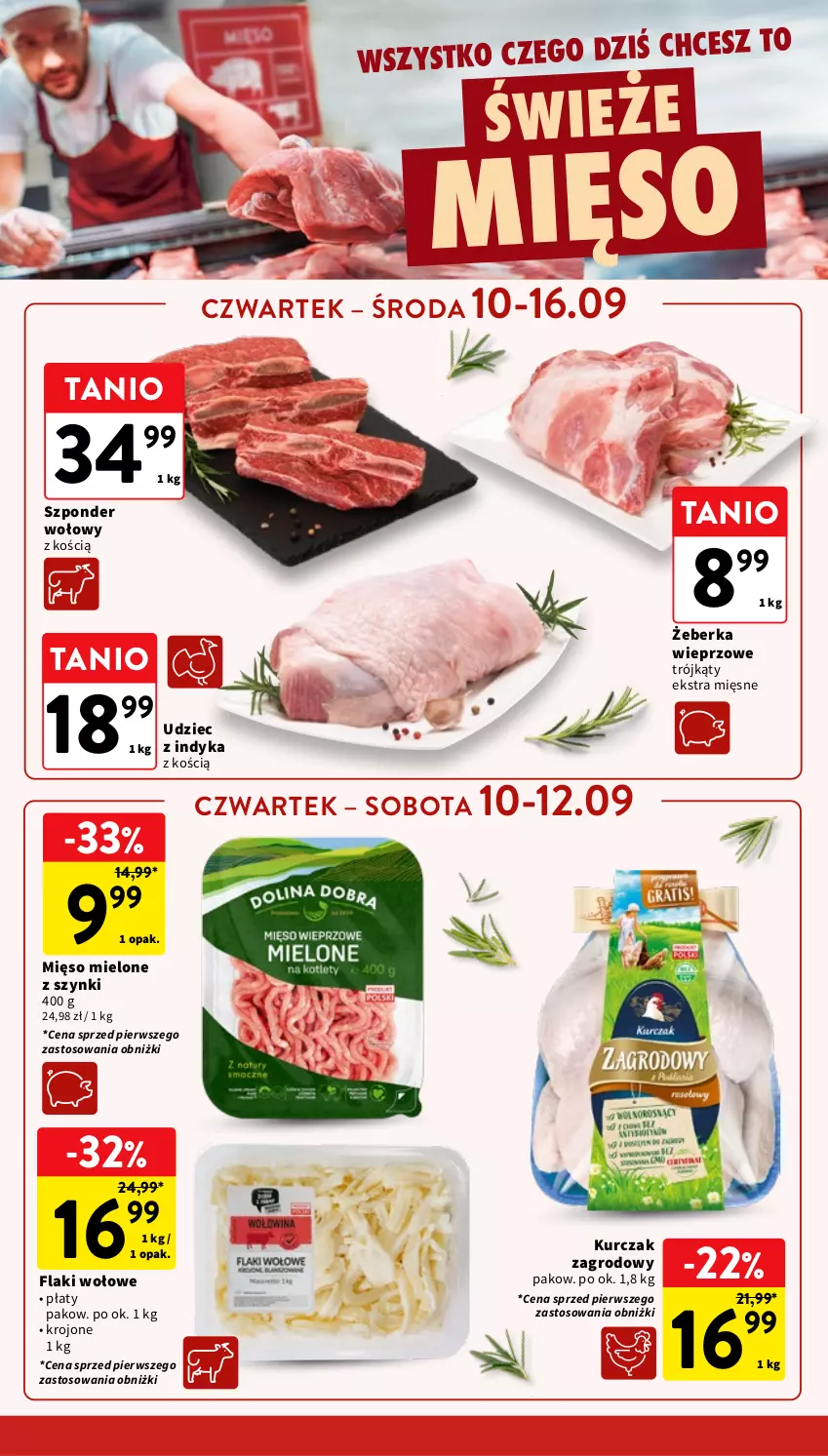 Gazetka promocyjna Intermarche - Gazetka promocyjna - ważna 10.09 do 16.09.2026 - strona 12 - produkty: Flaki, Flaki wołowe, Kurczak, Mięso, Mięso mielone, Mięso mielone z szynki, Szponder wołowy, Udziec z indyka