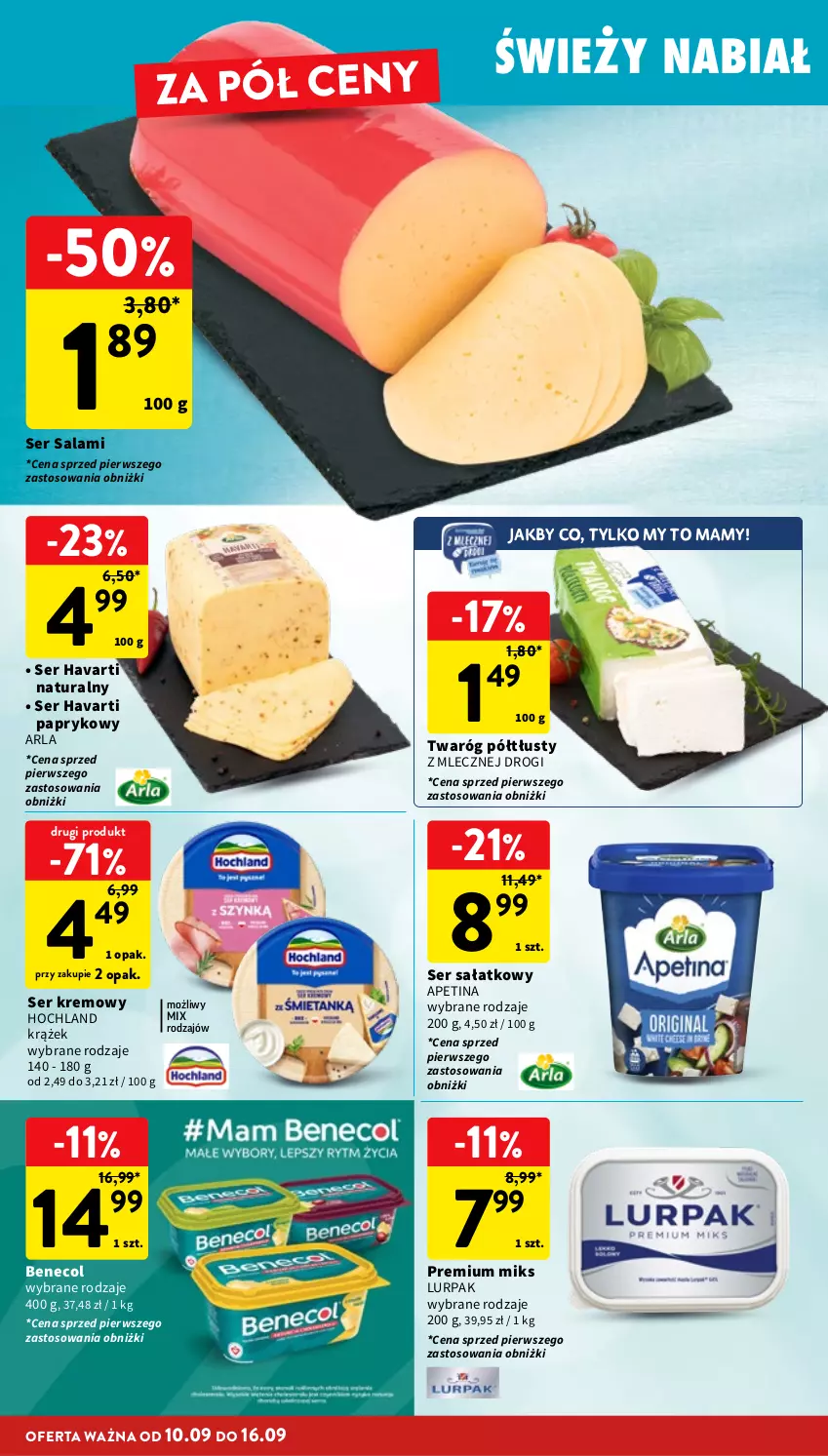 Gazetka promocyjna Intermarche - Gazetka promocyjna - ważna 10.09 do 16.09.2026 - strona 18 - produkty: Benecol, Havarti, Hochland, Lurpak, Salami, Sałat, Ser, Ser salami, Twaróg, Twaróg półtłusty