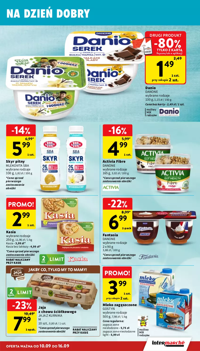 Gazetka promocyjna Intermarche - Gazetka promocyjna - ważna 10.09 do 16.09.2026 - strona 19 - produkty: Activia, Danio, Danone, Fa, Fanta, Jaja, Kasia, Mleko, Mleko zagęszczone, Mlekovita