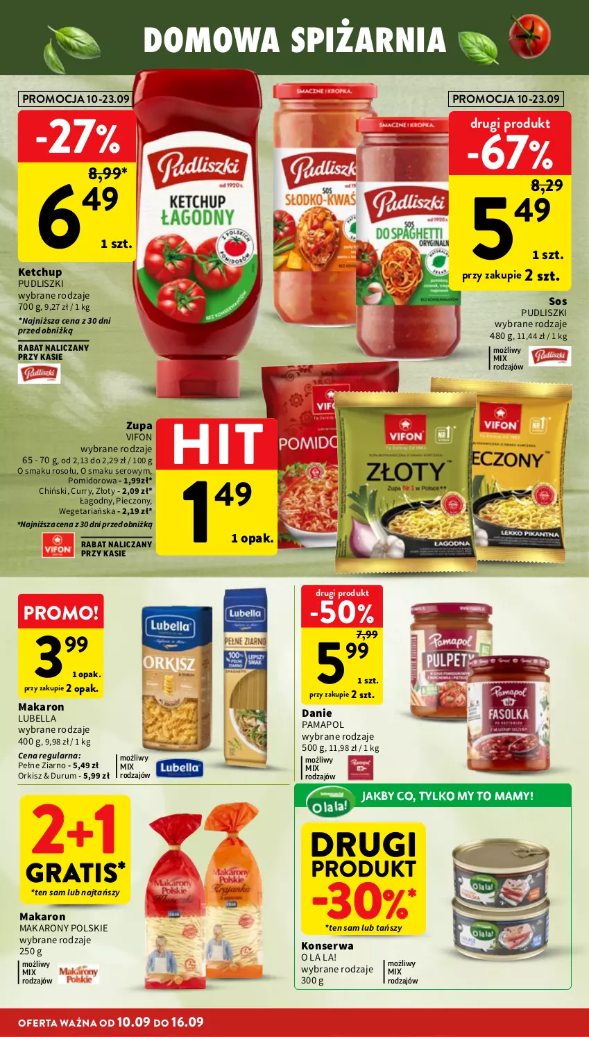 Gazetka promocyjna Intermarche - Gazetka promocyjna - ważna 10.09 do 16.09.2026 - strona 26 - produkty: Bell, Bella, Gra, Ketchup, Lubella, Makaron, Piec, Pudliszki, Rum, Ser, Sos, Zupa