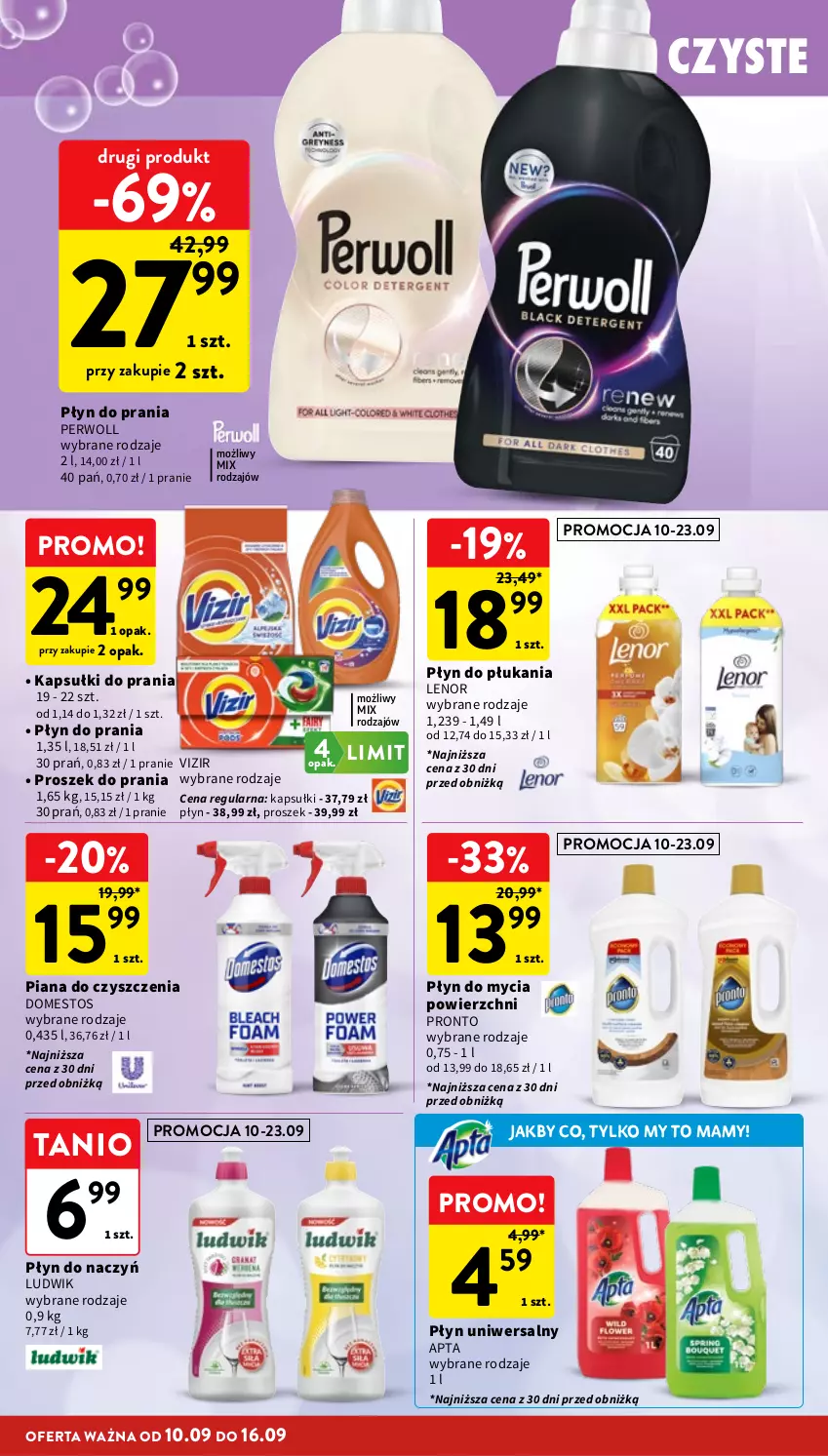 Gazetka promocyjna Intermarche - Gazetka promocyjna - ważna 10.09 do 16.09.2026 - strona 32 - produkty: Domestos, Kapsułki do prania, Lenor, Ludwik, Perwoll, Płyn do mycia, Płyn do płukania, Płyn do prania, Pronto, Proszek do prania, Vizir