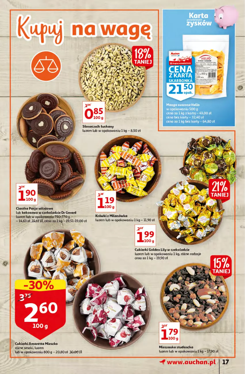 Gazetka promocyjna Auchan - przeNISKIE CENY prze smacznego Dnia Kobiet Hipermarkety - ważna 03.03 do 09.03.2022 - strona 17 - produkty: Ciastka, Cukier, Cukierki, Dr Gerard, Helio, Kokos, Mieszanka studencka