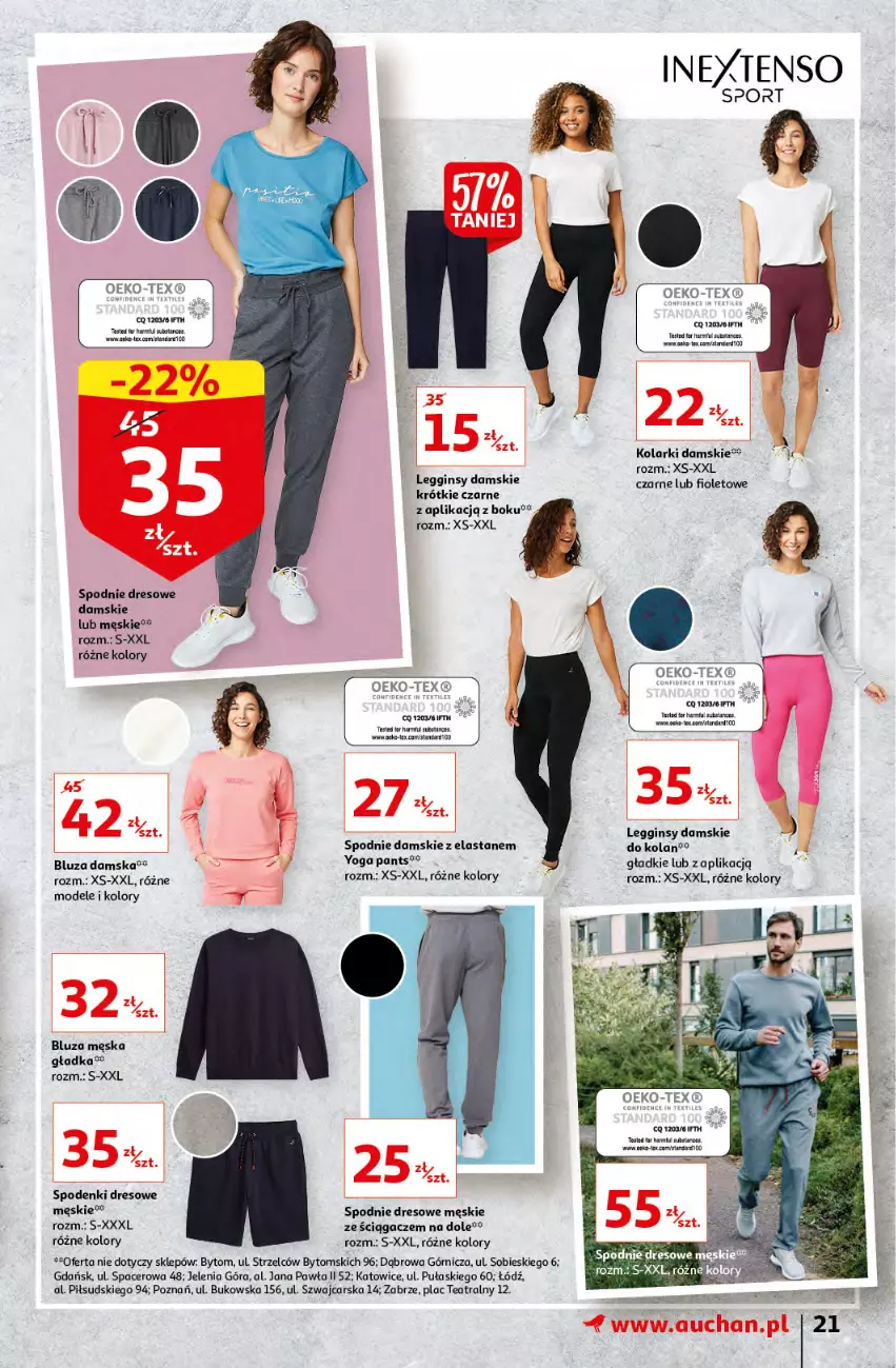 Gazetka promocyjna Auchan - przeNISKIE CENY prze smacznego Dnia Kobiet Hipermarkety - ważna 03.03 do 09.03.2022 - strona 21 - produkty: Acer, Bluza, Cars, Dres, Gin, K2, Legginsy, Por, Spodnie, Spodnie dresowe, Sport