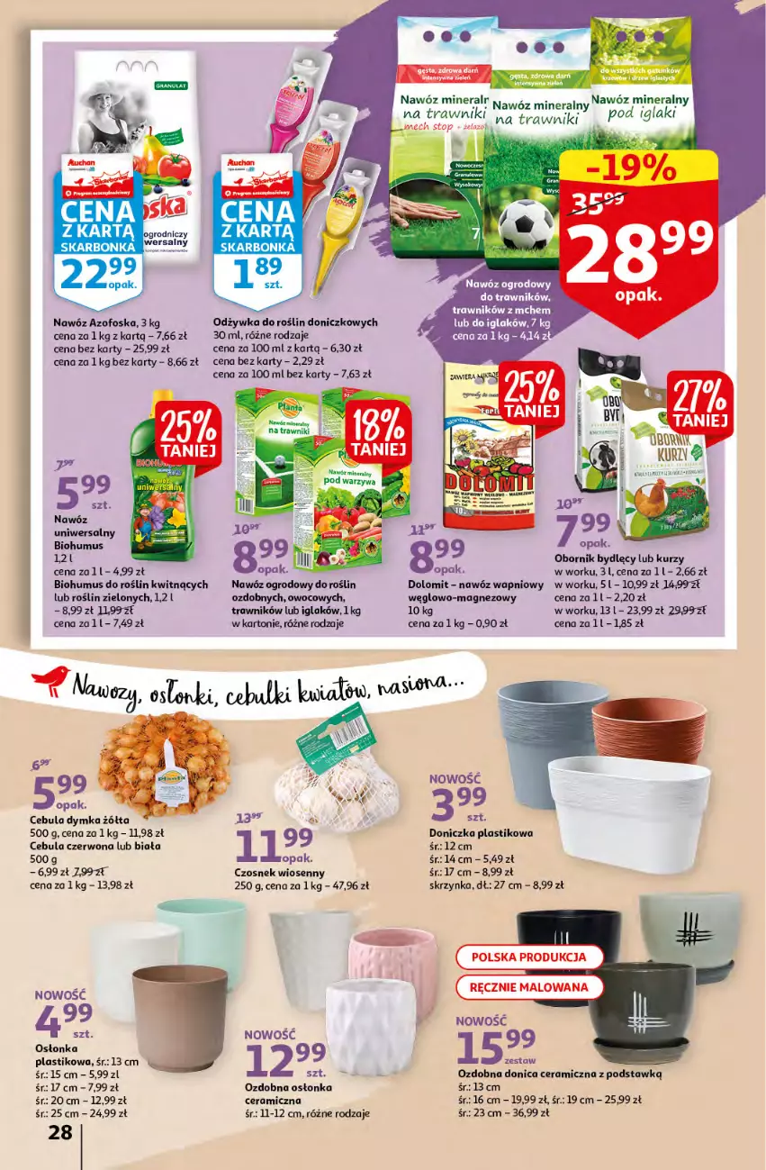 Gazetka promocyjna Auchan - przeNISKIE CENY prze smacznego Dnia Kobiet Hipermarkety - ważna 03.03 do 09.03.2022 - strona 28 - produkty: Biohumus, Cebula, Cebula czerwona, Czosnek, Gin, Magnez, Mus, Nawóz, Odżywka, Osłonka