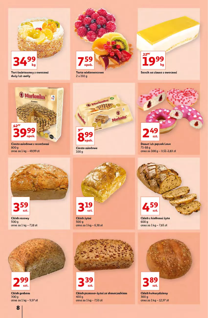 Gazetka promocyjna Auchan - przeNISKIE CENY prze smacznego Dnia Kobiet Hipermarkety - ważna 03.03 do 09.03.2022 - strona 8 - produkty: Chleb, Donut, Gra, Pączek, Tarta, Tort śmietanowy