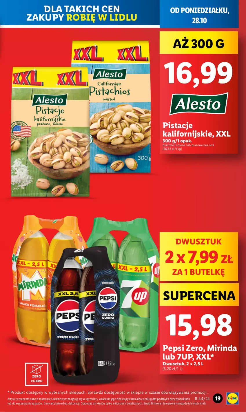 Gazetka promocyjna Lidl - GAZETKA - ważna 28.10 do 29.10.2024 - strona 15 - produkty: 7up, Mirinda, Pepsi, Pistacje