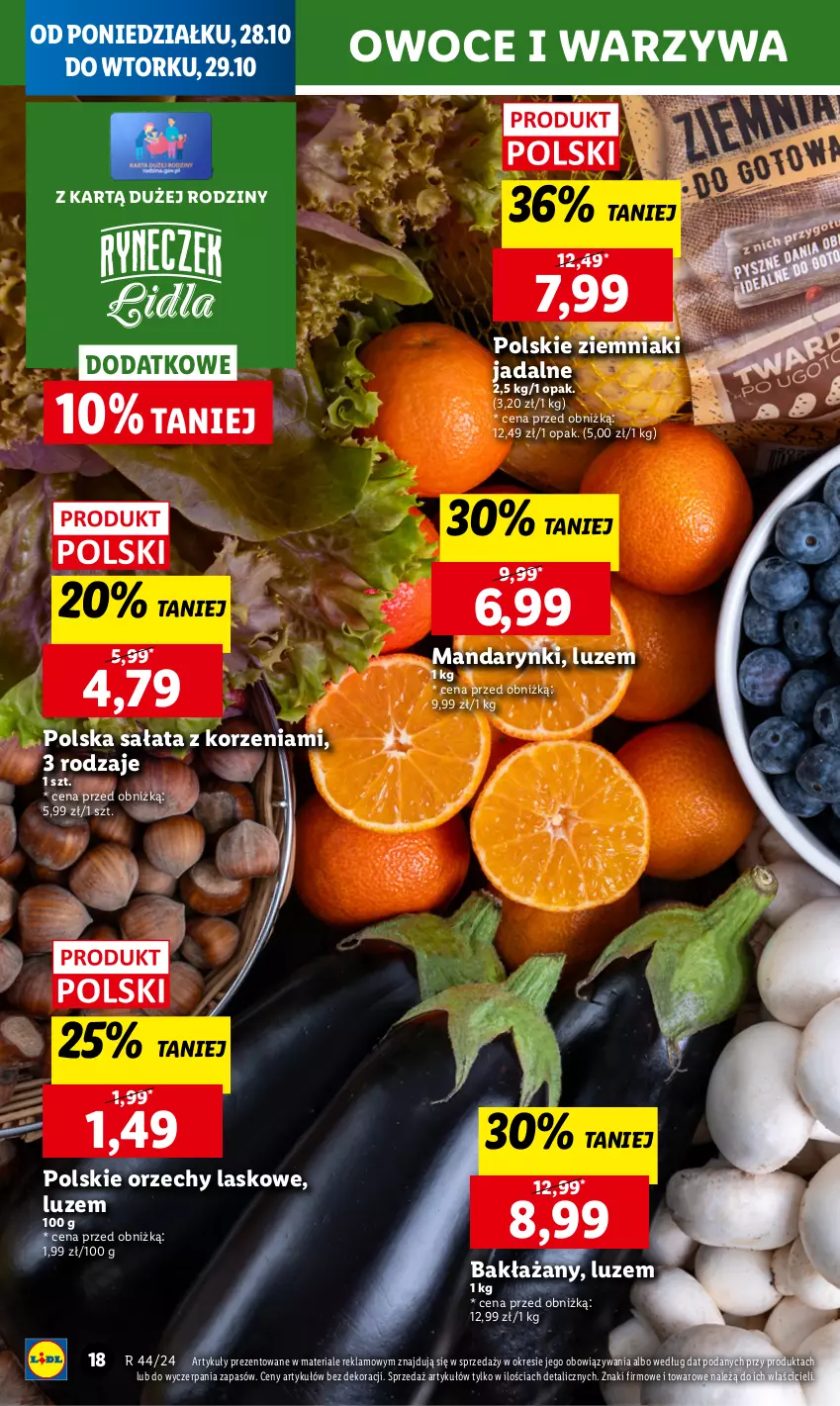 Gazetka promocyjna Lidl - GAZETKA - ważna 28.10 do 29.10.2024 - strona 22 - produkty: Chleb, Mandarynki, Owoce, Sałat, Ser, Warzywa, Ziemniaki