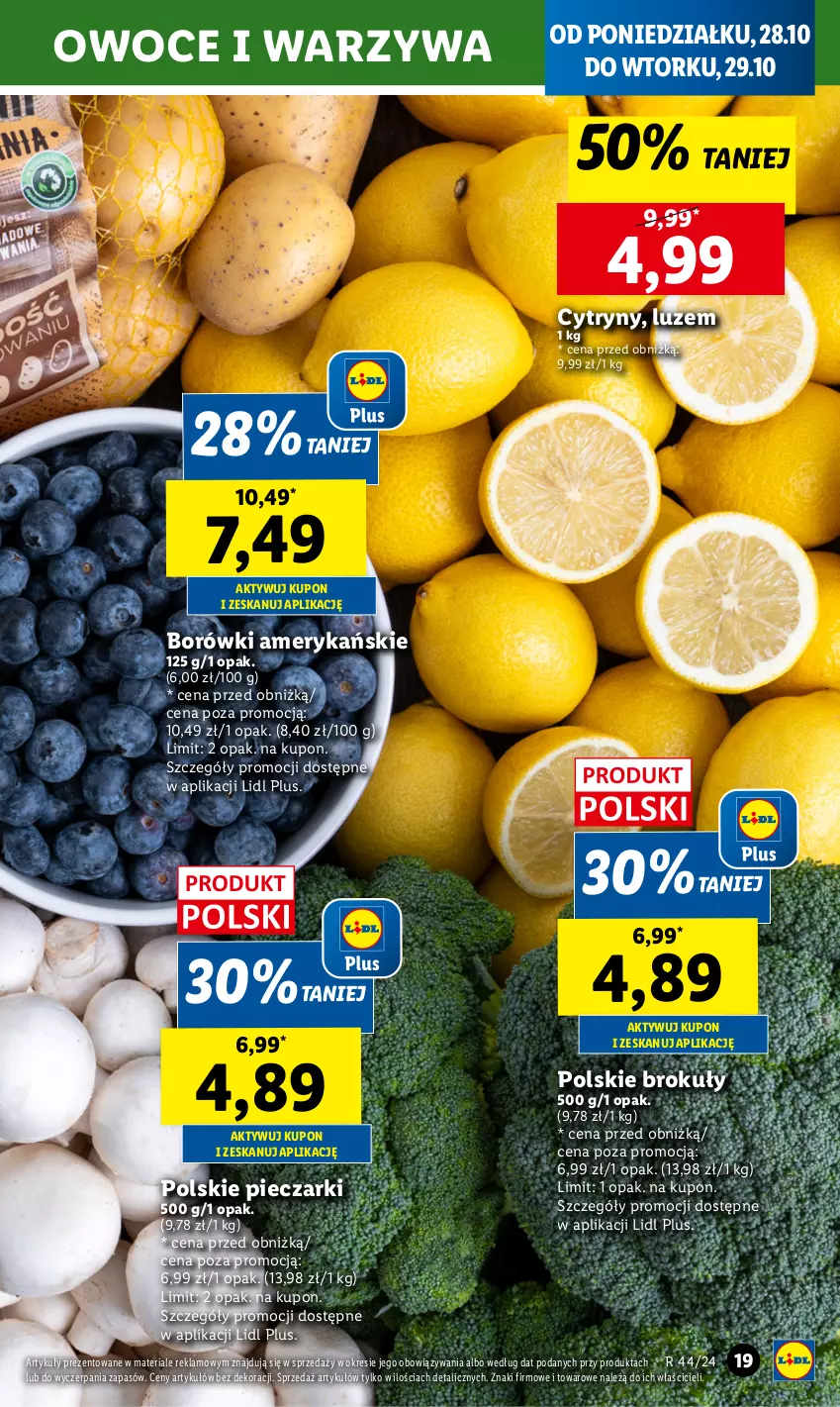 Gazetka promocyjna Lidl - GAZETKA - ważna 28.10 do 29.10.2024 - strona 23 - produkty: Brokuły, Cytryny, Owoce, Piec, Warzywa