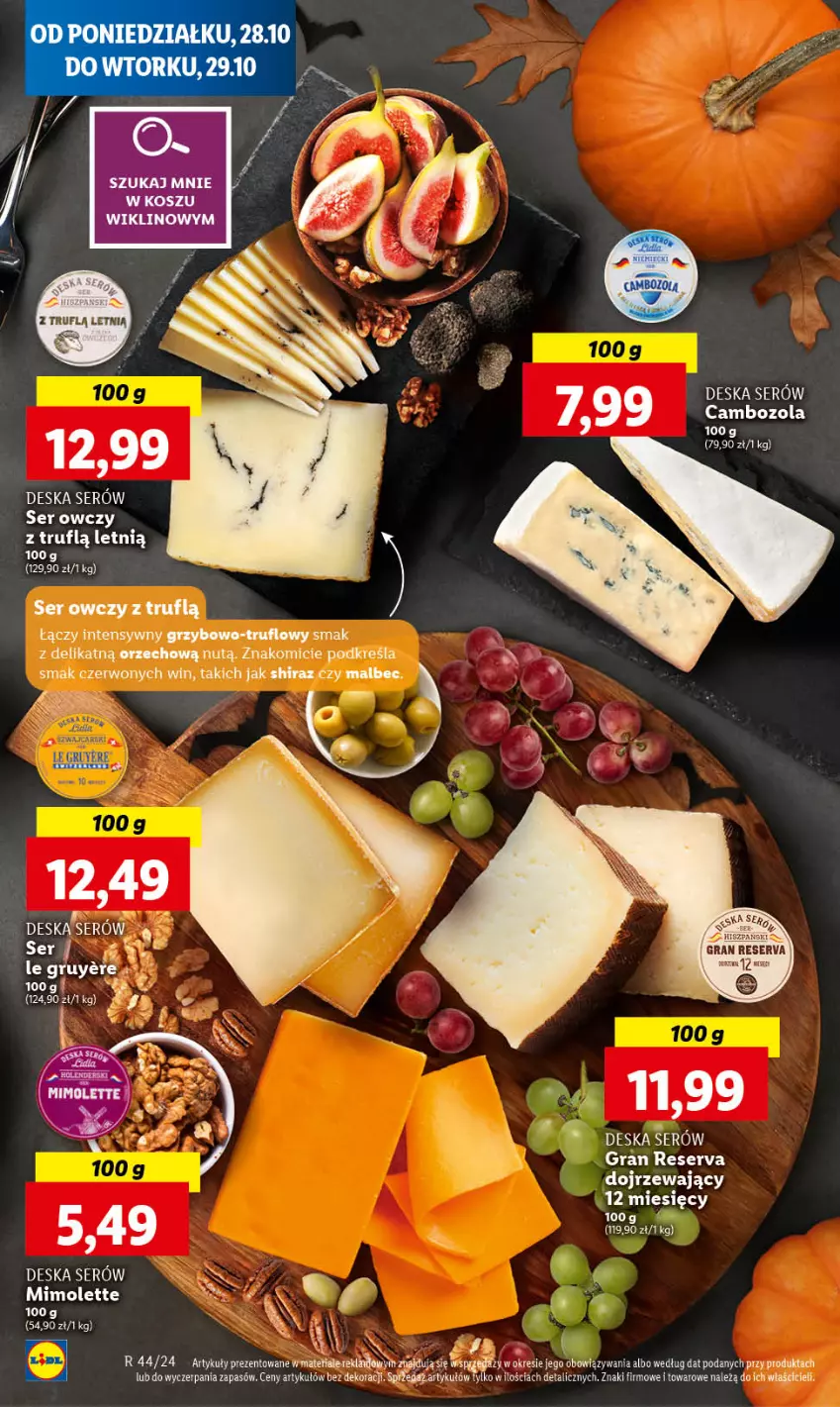 Gazetka promocyjna Lidl - GAZETKA - ważna 28.10 do 29.10.2024 - strona 30 - produkty: Deska serów, Gra, Mimolette, Ser, Ser owczy, Shiraz