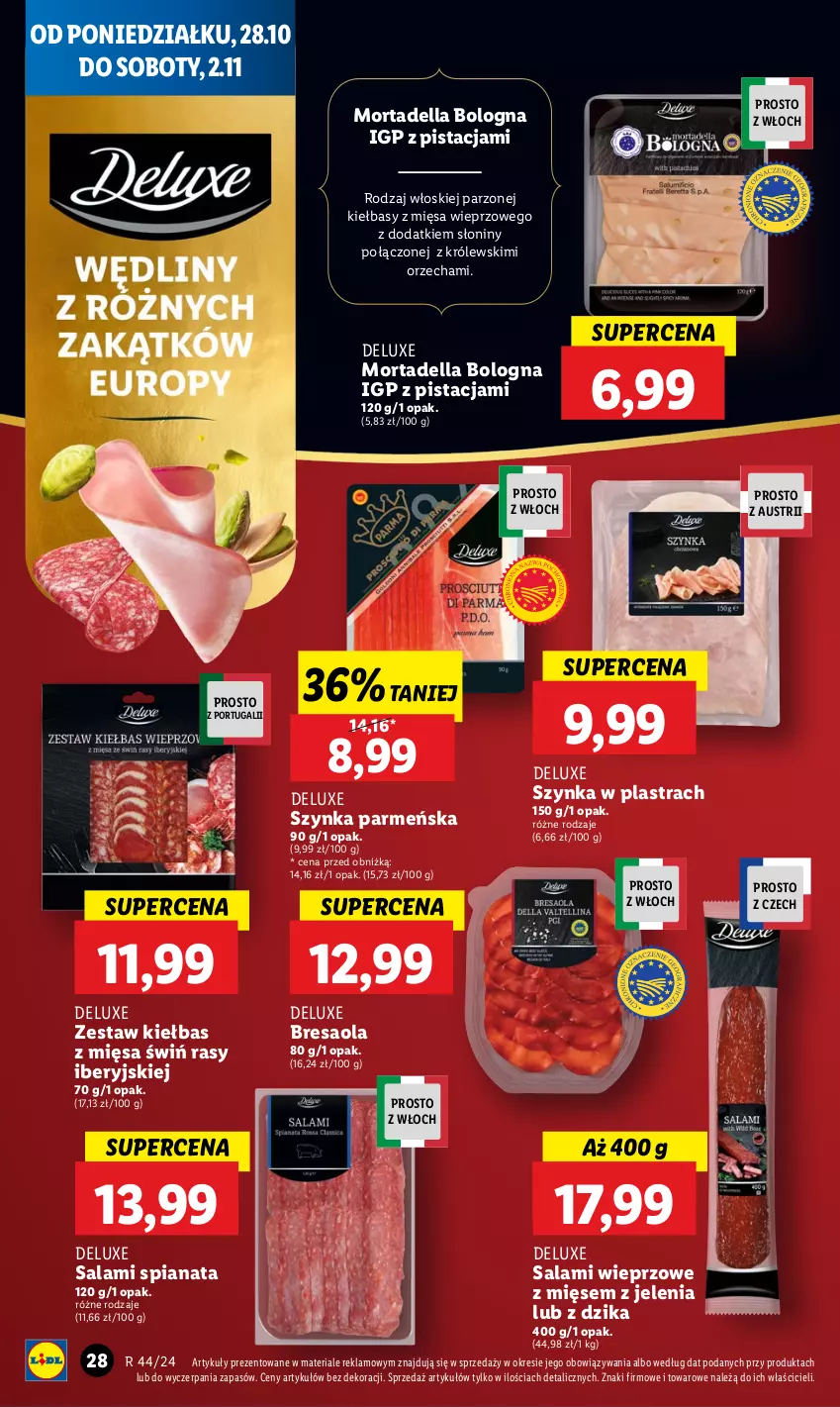 Gazetka promocyjna Lidl - GAZETKA - ważna 28.10 do 29.10.2024 - strona 34 - produkty: Bresaola, Dell, Królewski, LG, Mortadella, Por, Salami, Szynka, Top