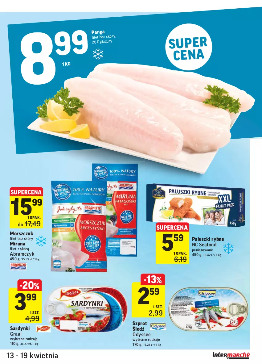 Gazetka promocyjna Intermarche - Gazetka tygodnia - ważna 13.04 do 19.04.2021 - strona 17 - produkty: Gra, Graal, Miruna, Paluszki rybne, Panga, Sardynki, Szprot