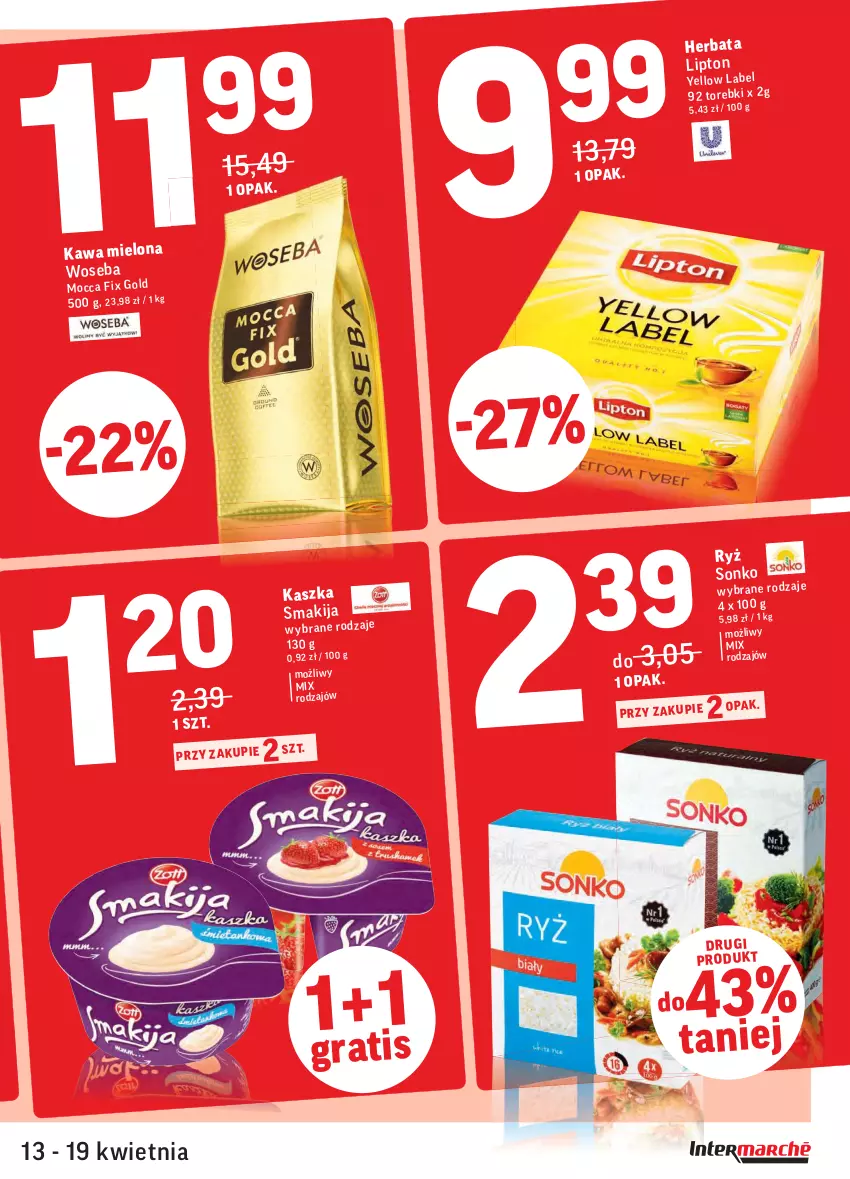 Gazetka promocyjna Intermarche - Gazetka tygodnia - ważna 13.04 do 19.04.2021 - strona 3 - produkty: Herbata, Kawa, Kawa mielona, Lipton, Smakija, Sonko, Woseba