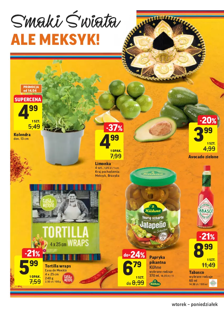 Gazetka promocyjna Intermarche - Gazetka tygodnia - ważna 13.04 do 19.04.2021 - strona 30 - produkty: Avocado, Kolendra, Limonka, Papryka, Tortilla