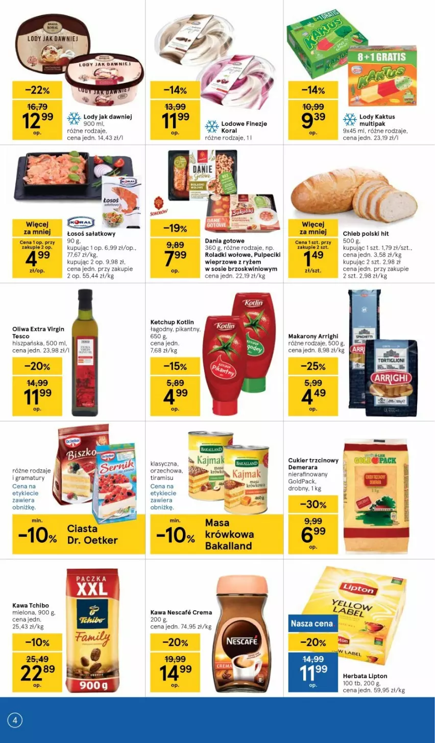 Gazetka promocyjna Tesco - Tesco gazetka - przyszły tydzień - ważna 15.07 do 21.07.2021 - strona 4 - produkty: Bakalland, Chleb, Cukier, Cukier trzcinowy, Dania gotowe, Dr. Oetker, Gin, Gra, Herbata, Kaktus, Kawa, Ketchup, Kotlin, Lipton, Lody, Makaron, Rama, Ryż, Sałat, Sos, Tago, Tchibo