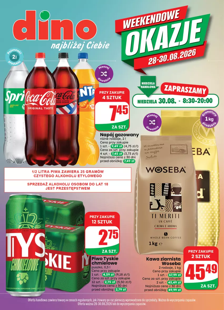 Gazetka promocyjna Dino - Weekendowe okazje - ważna 28.08 do 30.08.2026 - strona 1 - produkty: Gra, Kawa, Kawa ziarnista, Napój, Piwa, Woseba