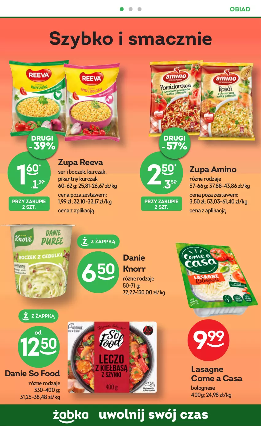 Gazetka promocyjna Żabka - ważna 27.09 do 10.10.2023 - strona 46 - produkty: Boczek, Knorr, Kurczak, Lasagne, Ser, So Food, Zupa