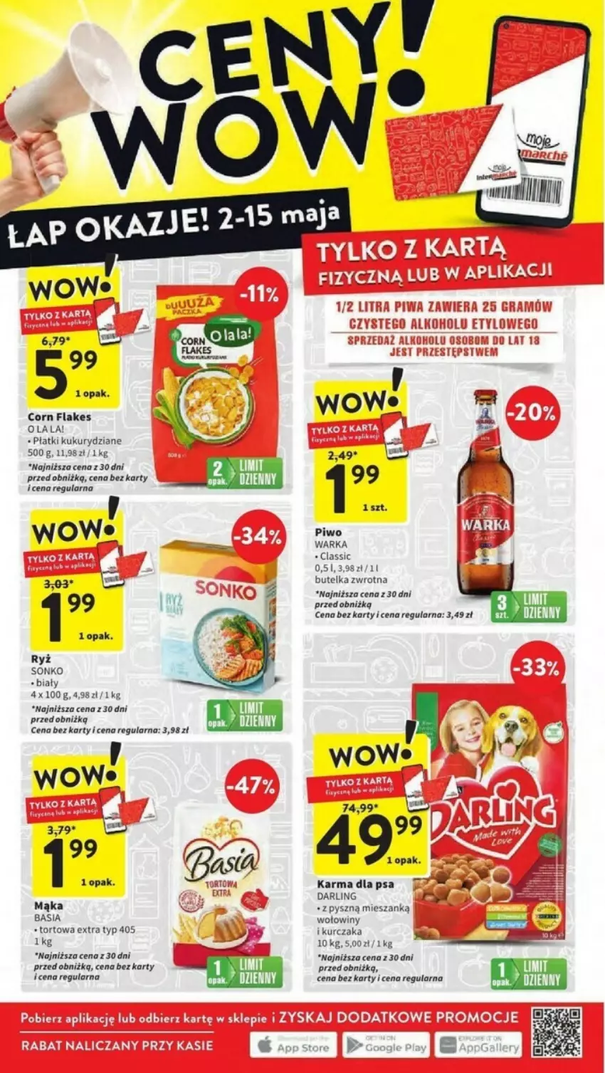 Gazetka promocyjna Intermarche - ważna 09.05 do 15.05.2024 - strona 35 - produkty: Basia, Corn flakes, Fa, Kurczak, Mąka, Piwo, Ryż, Sonko, Warka