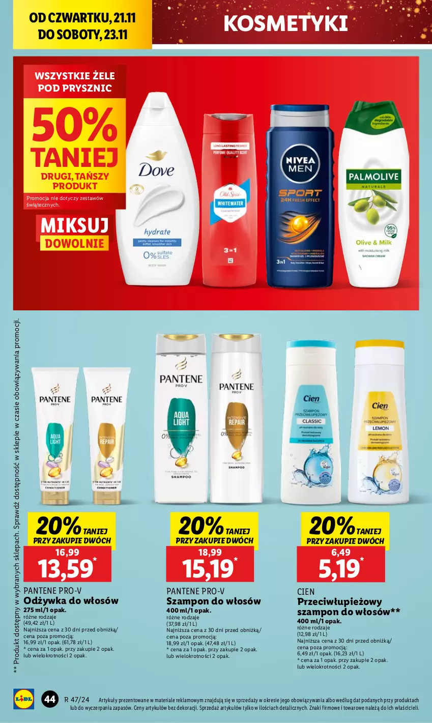 Gazetka promocyjna Lidl - GAZETKA - ważna 21.11 do 23.11.2024 - strona 50 - produkty: Odżywka, Pantene, Szampon