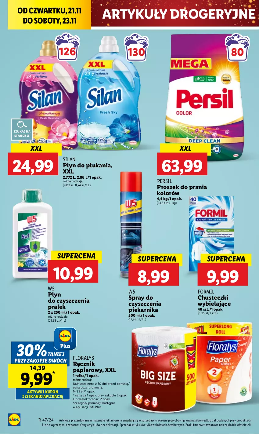 Gazetka promocyjna Lidl - GAZETKA - ważna 21.11 do 23.11.2024 - strona 54 - produkty: Chusteczki, Flora, Papier, Persil, Piekarnik, Płyn do płukania, Proszek do prania, Ręcznik, Silan, Spray do czyszczenia