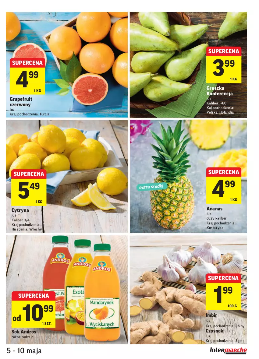 Gazetka promocyjna Intermarche - Promocje - ważna 05.05 do 10.05.2021 - strona 15 - produkty: Ananas, Czosnek, Gra, Imbir, Sok