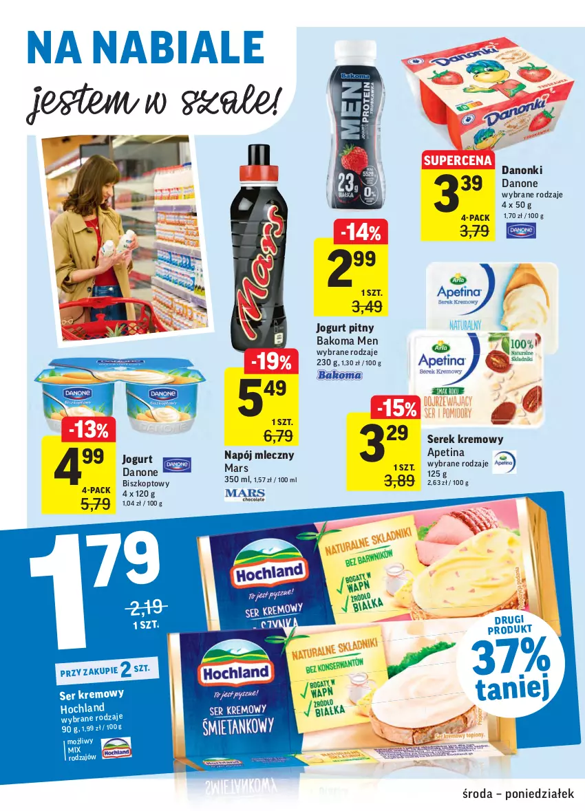 Gazetka promocyjna Intermarche - Promocje - ważna 05.05 do 10.05.2021 - strona 22 - produkty: Bakoma, Danone, Danonki, Hochland, Jogurt, Jogurt pitny, Mars, Napój, Napój mleczny, Ser, Serek, Szal