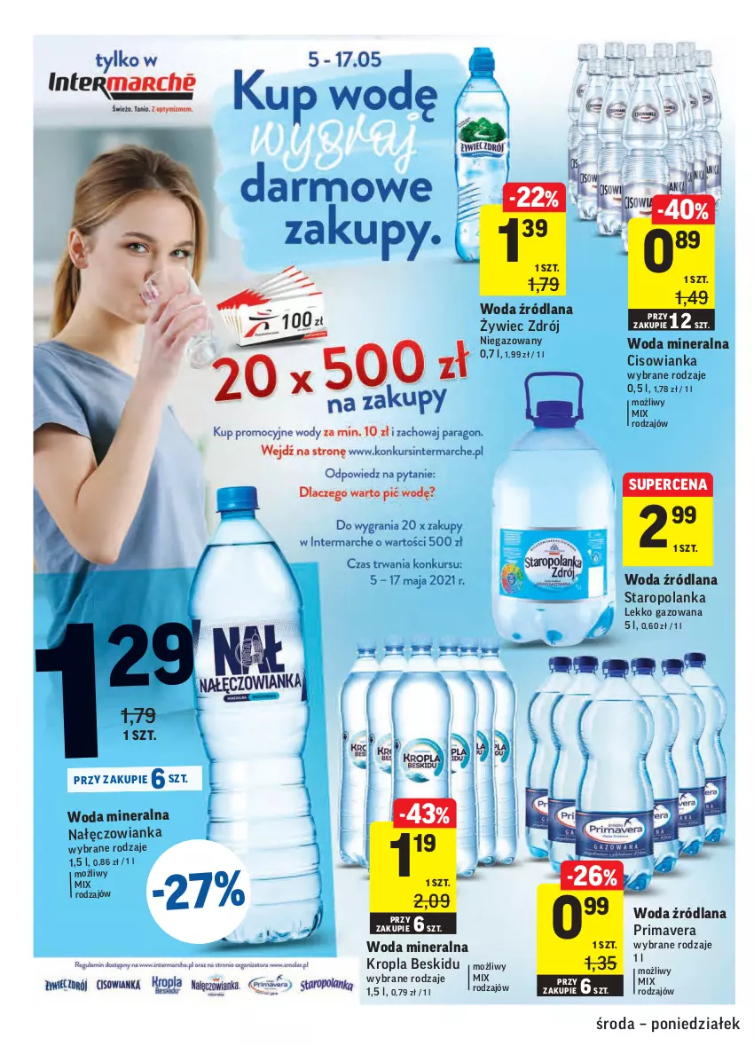 Gazetka promocyjna Intermarche - Promocje - ważna 05.05 do 10.05.2021 - strona 28 - produkty: Cisowianka, LANA, Nałęczowianka, Prima, Primavera, Staropolanka, Woda, Woda mineralna