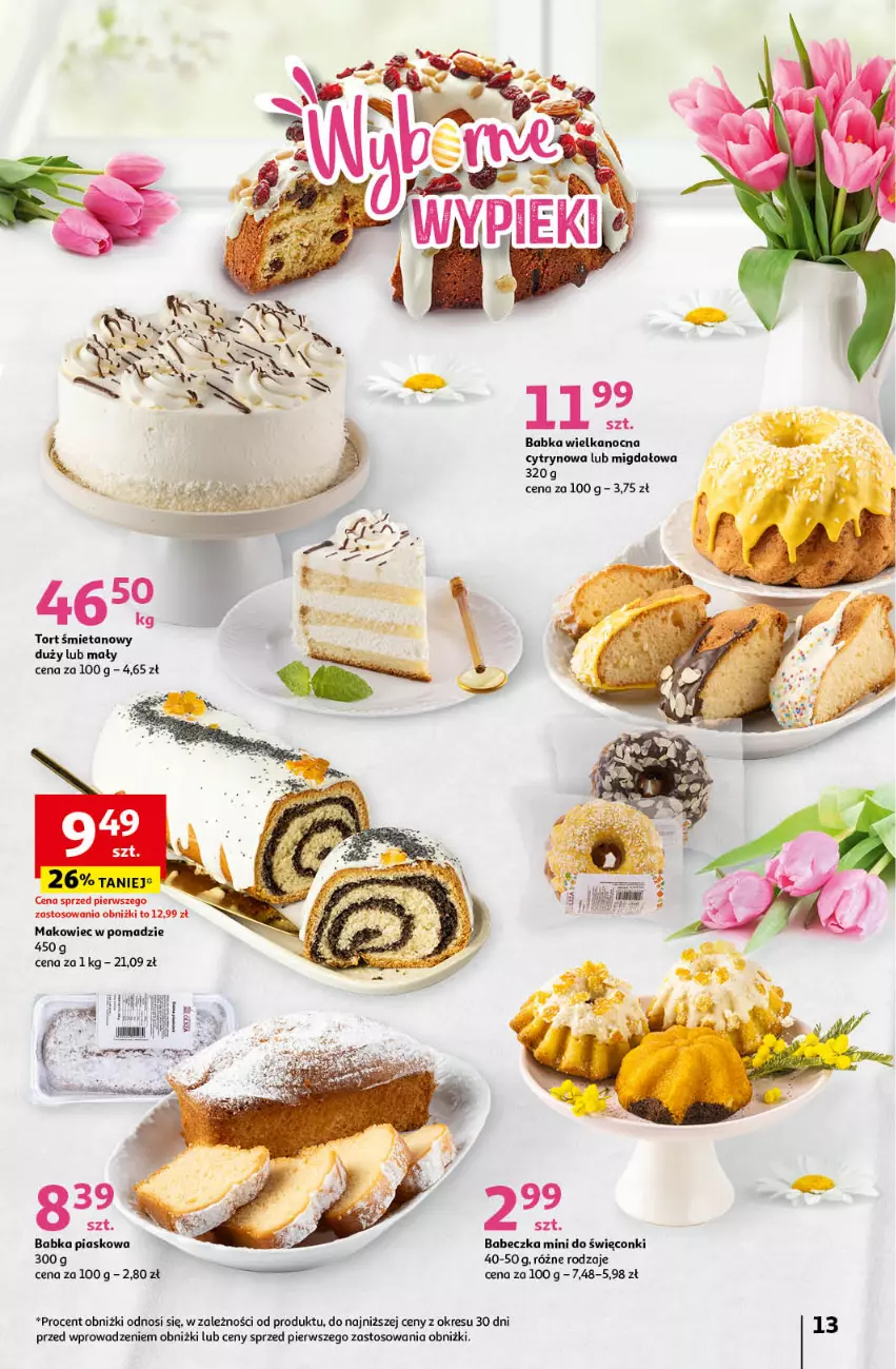 Gazetka promocyjna Auchan - Wielkanoc z najlepszej cenie! Część 2. Hipermarket Auchan - ważna 21.03 do 30.03.2024 - strona 13 - produkty: Babka, Makowiec, Tort śmietanowy
