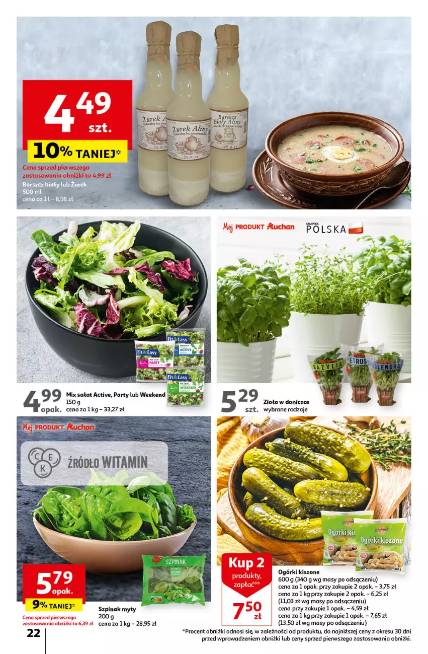 Gazetka promocyjna Auchan - Wielkanoc z najlepszej cenie! Część 2. Hipermarket Auchan - ważna 21.03 do 30.03.2024 - strona 22 - produkty: Szpinak, Zioła w doniczce