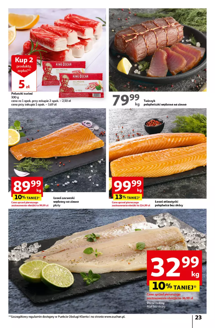 Gazetka promocyjna Auchan - Wielkanoc z najlepszej cenie! Część 2. Hipermarket Auchan - ważna 21.03 do 30.03.2024 - strona 23 - produkty: Polędwica, Surimi, Tuńczyk